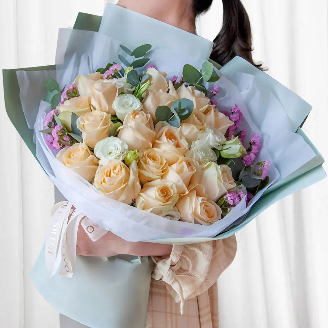 Peach Blossom Elegance  A Bouquet of Grace 999Flowers