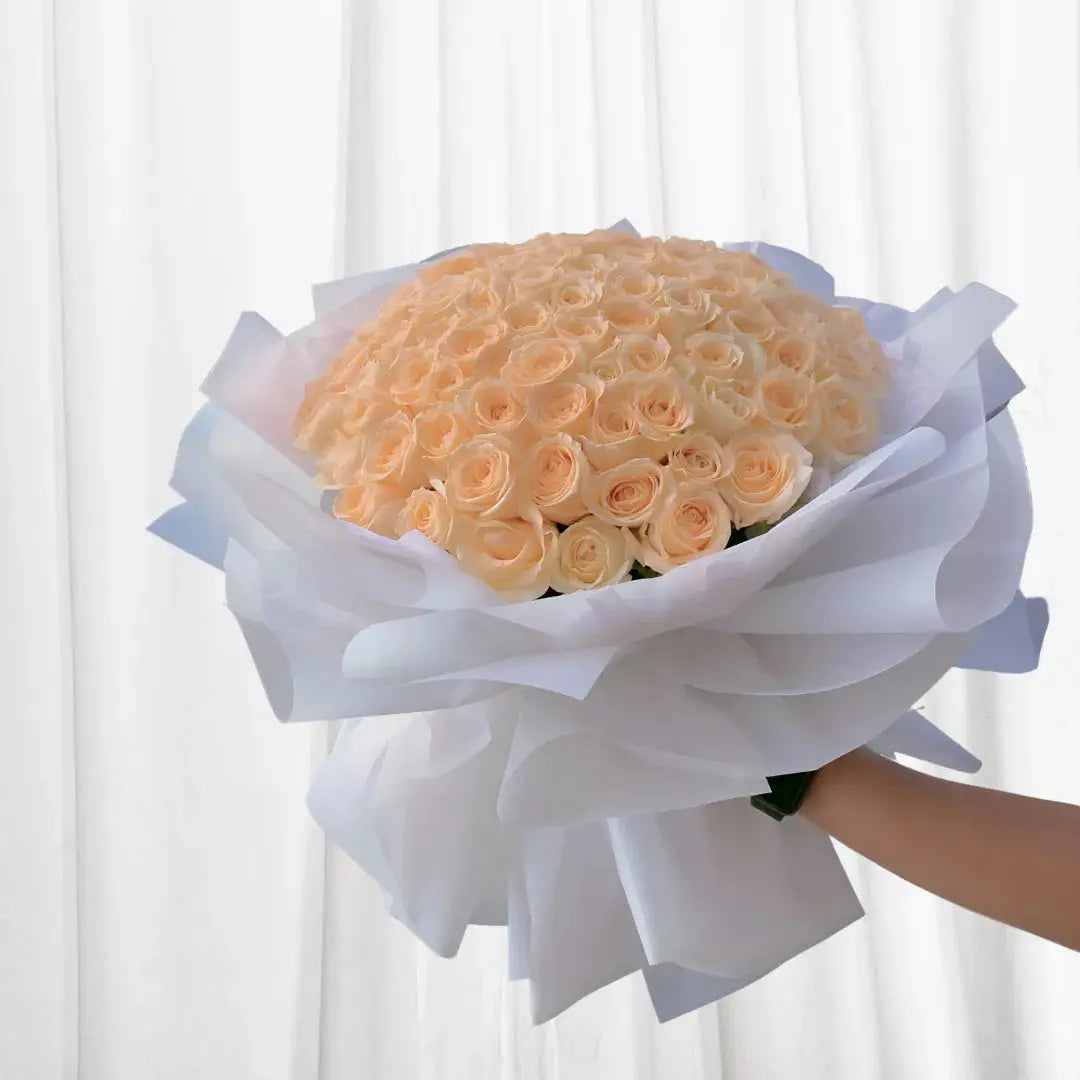 Peach Perfection  50 Peach Rose Bouquet 999Flowers