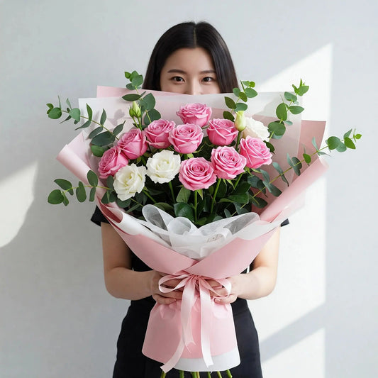 Rosy Whispers Bouquet - 999Flowers