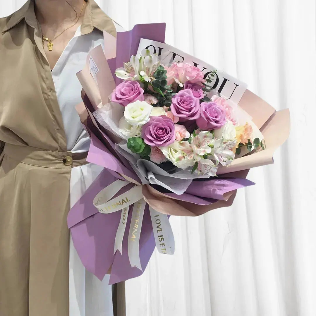 Mystic Bloom  Purple Rose & Alstroemeria Bouquet 999Flowers