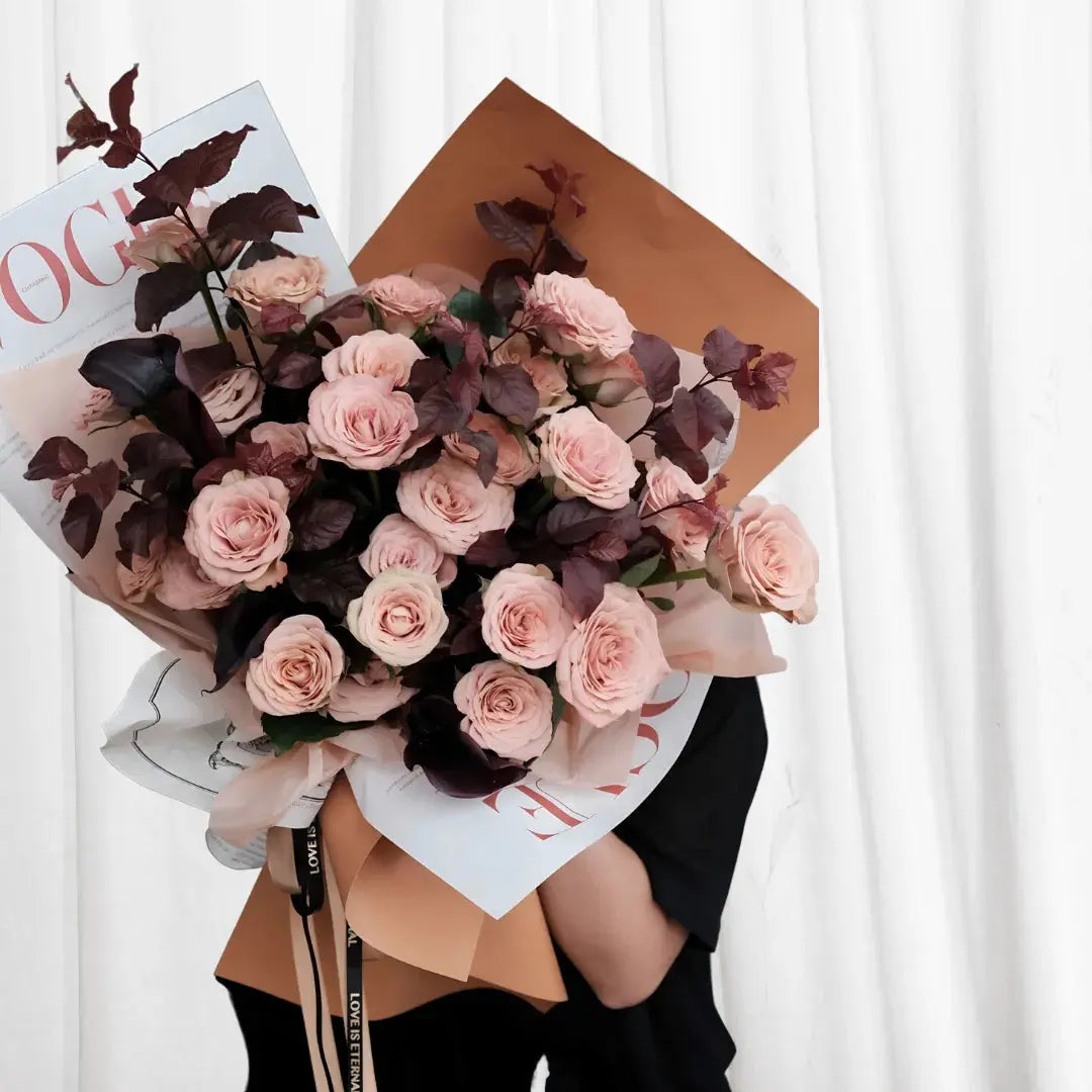 Blush of Elegance  Light Pink Rose Bouquet 999Flowers