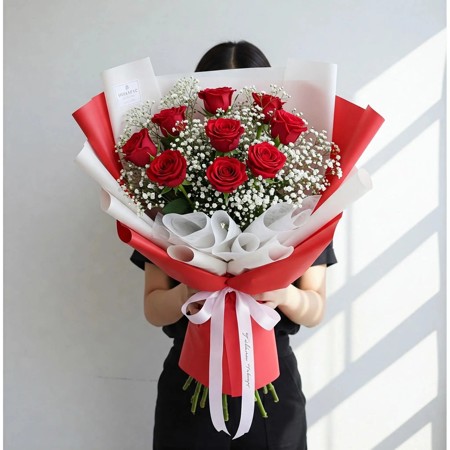 9 Red Roses Bouquet for Birthday and anniversary